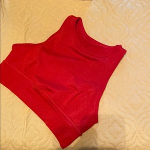 Red crop sports bra